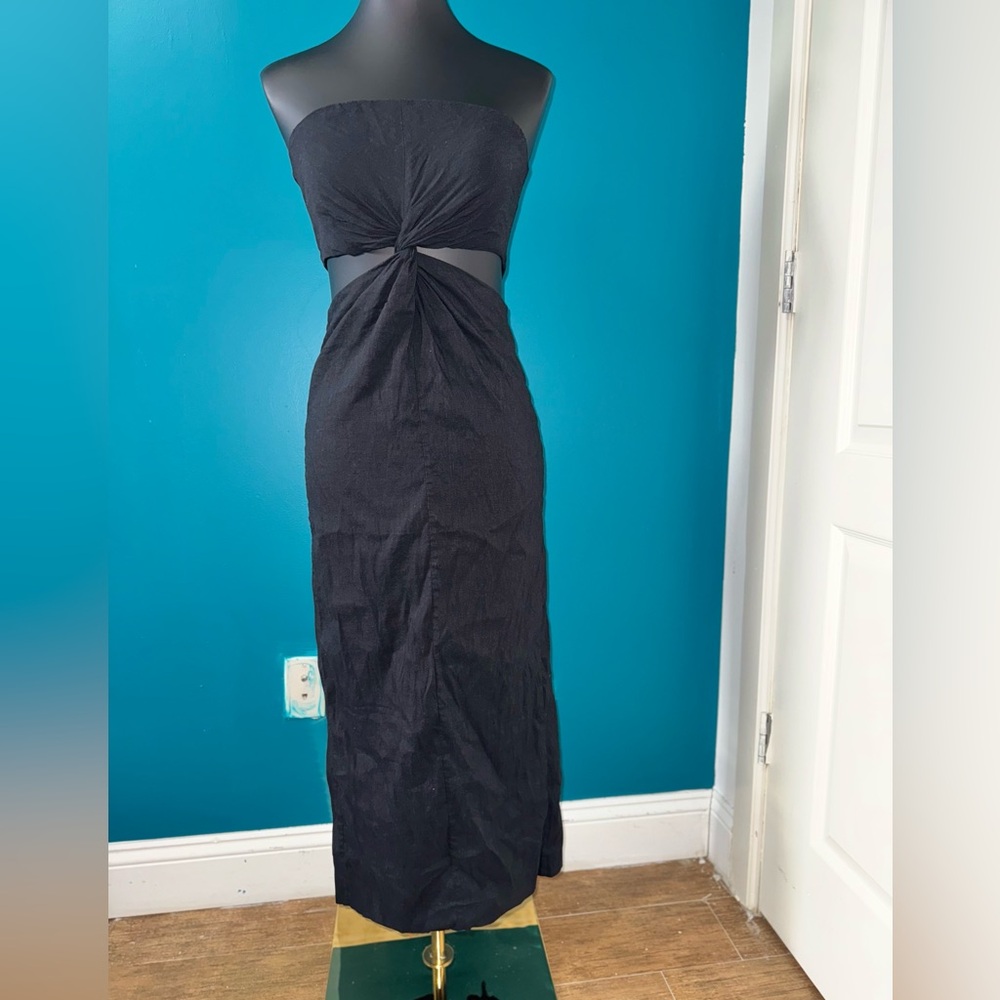 Zara Black Twist-Front Midi Dress